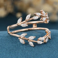 Nature Inspired moissanite | Diamonds Leaf branch stacking Gold wedding ring