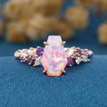 1.1Carat Coffin cut Lab Pink Opal Engagement Ring