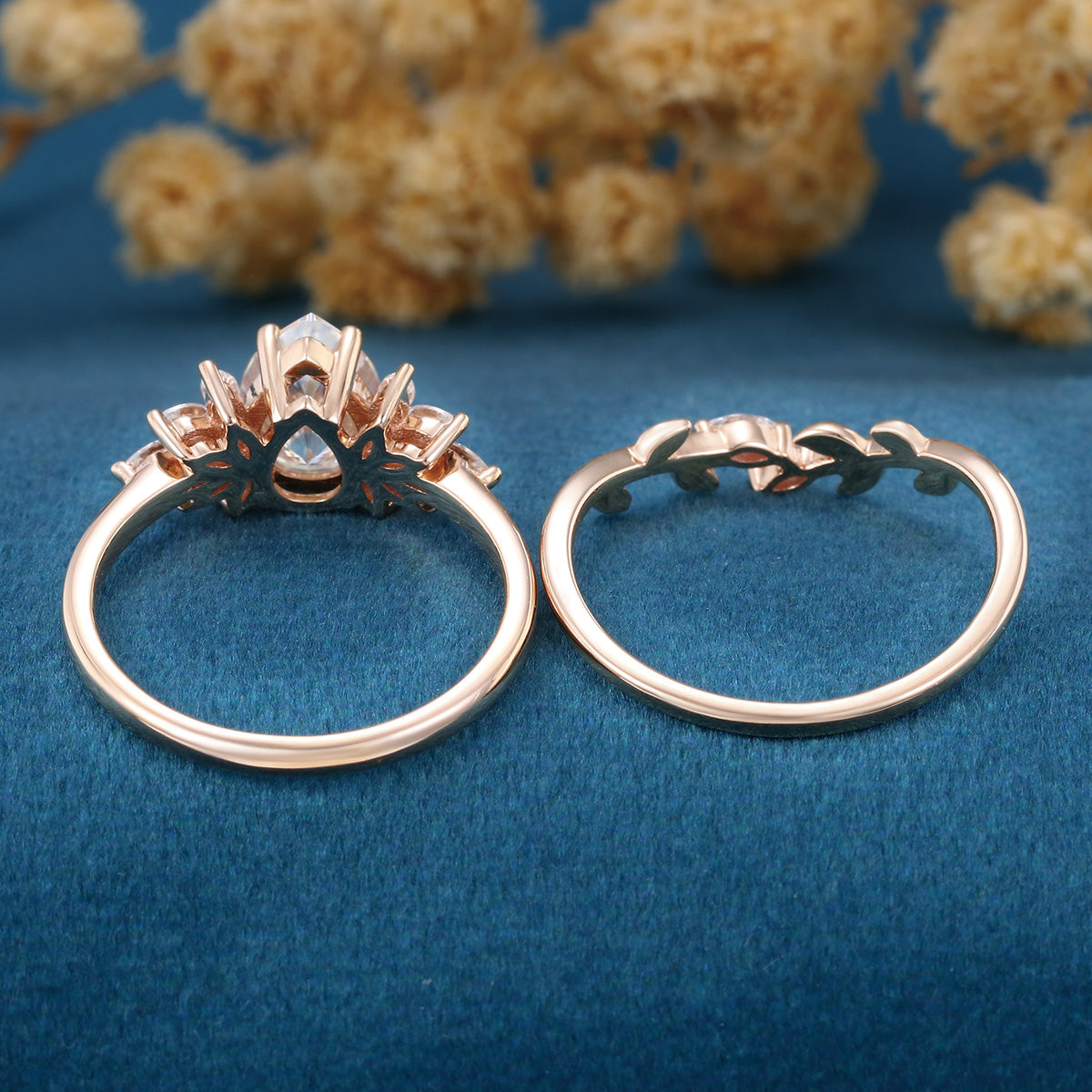 Pear cut Lab Grown Diamond Wedding bridal set