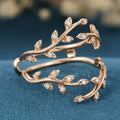 Nature Inspired moissanite | Diamonds Leaf branch stacking Gold wedding ring