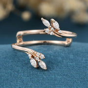 Nature Inspired moissanite | Diamonds Leaf branch stacking Gold wedding ring