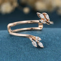 Nature Inspired moissanite | Diamonds Leaf branch stacking Gold wedding ring