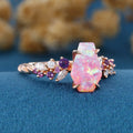 1.1Carat Coffin cut Lab Pink Opal Engagement Ring