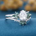 1.2Carat Oval cut Moissanite Engagement ring Bridal Set (Copy)