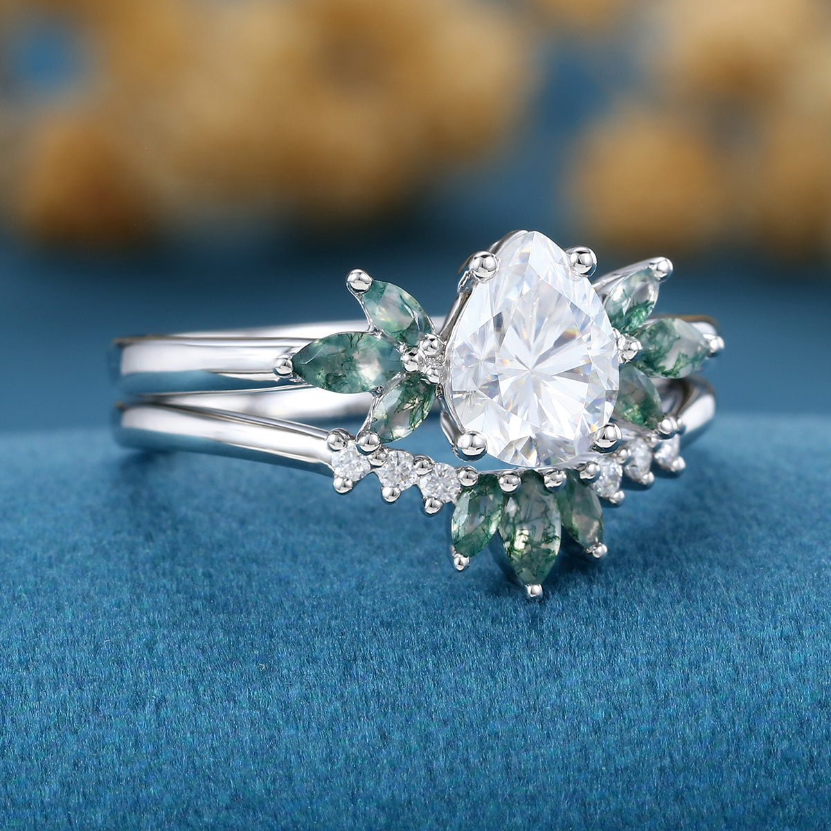 1.2Carat Oval cut Moissanite Engagement ring Bridal Set (Copy)