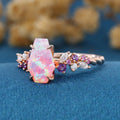 1.1Carat Coffin cut Lab Pink Opal Engagement Ring