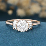 Bezel Set Rose cut Moissanite Gold Engagement Ring