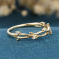 Nature Inspired moissanite | Diamonds Leaf branch stacking Gold wedding ring