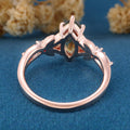 Marquise cut Lab Blue Green Sapphire Engagement Ring