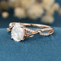 Nature Inspired Pear cut Moissanite Leaf Gold Engagement Ring