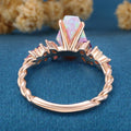 1.1Carat Coffin cut Lab Pink Opal Engagement Ring