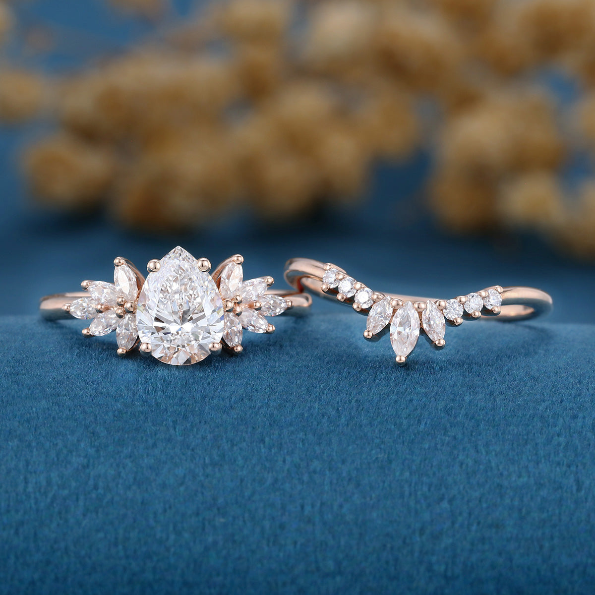 Pear cut Lab Grown Diamond Wedding bridal set