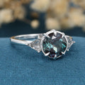 Solitaire Bezel Set Round cut Lab Alexandrite  Gold Engagement Ring