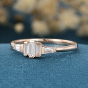 Bezel Set Baguette cut Moissanite | Diamonds Gold Engagement Ring