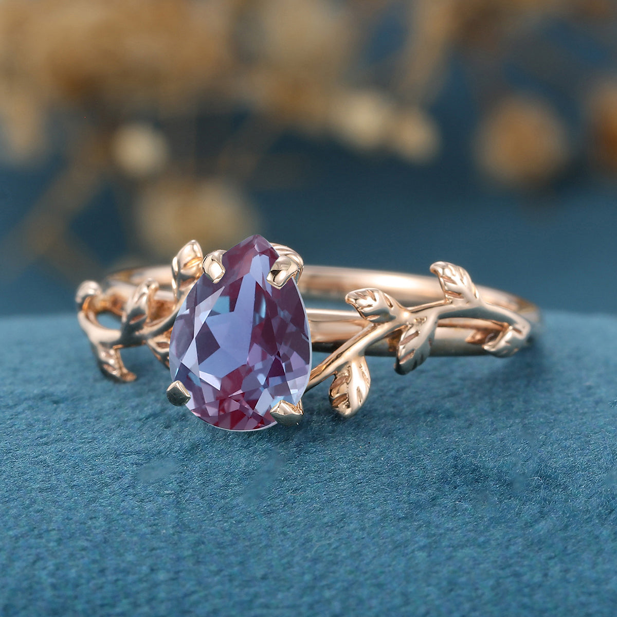 Pear cut Alexandrite Engagement ring 