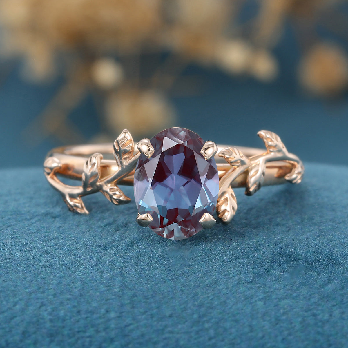 Oval cut Alexandrite Engagement ring 