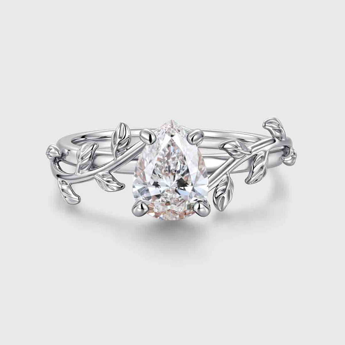 Pear cut Lab-Grown Diamond Leaf Rose Gold Engagement Ring
