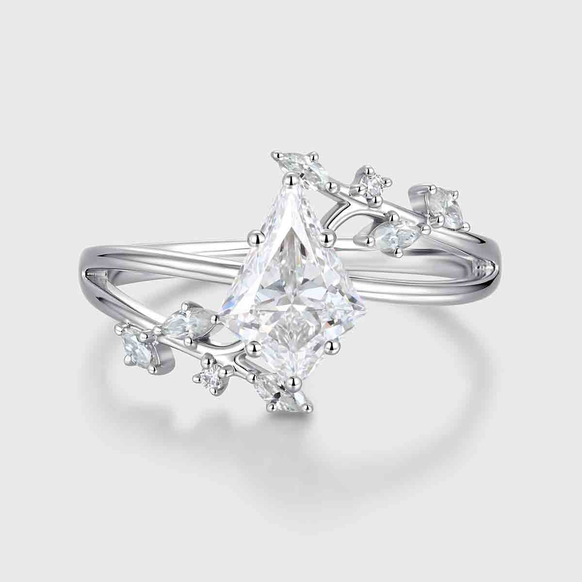 1.0CT~5.0CT Kite cut Cluster Lab Grown Diamond Engagement Ring
