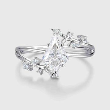 1.0CT~5.0CT Kite cut Cluster Lab Grown Diamond Engagement Ring