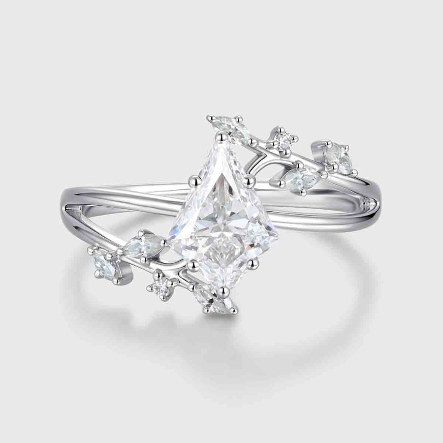 1.0CT~5.0CT Kite cut Cluster Lab Grown Diamond Engagement Ring