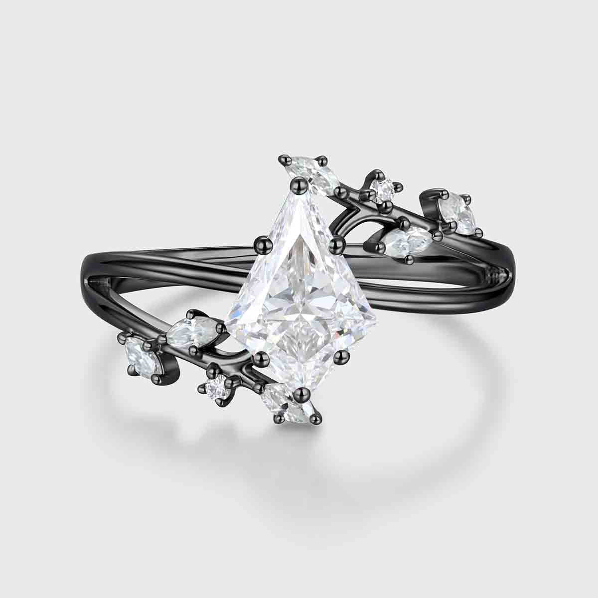 1.0CT~5.0CT Kite cut Cluster Lab Grown Diamond Engagement Ring