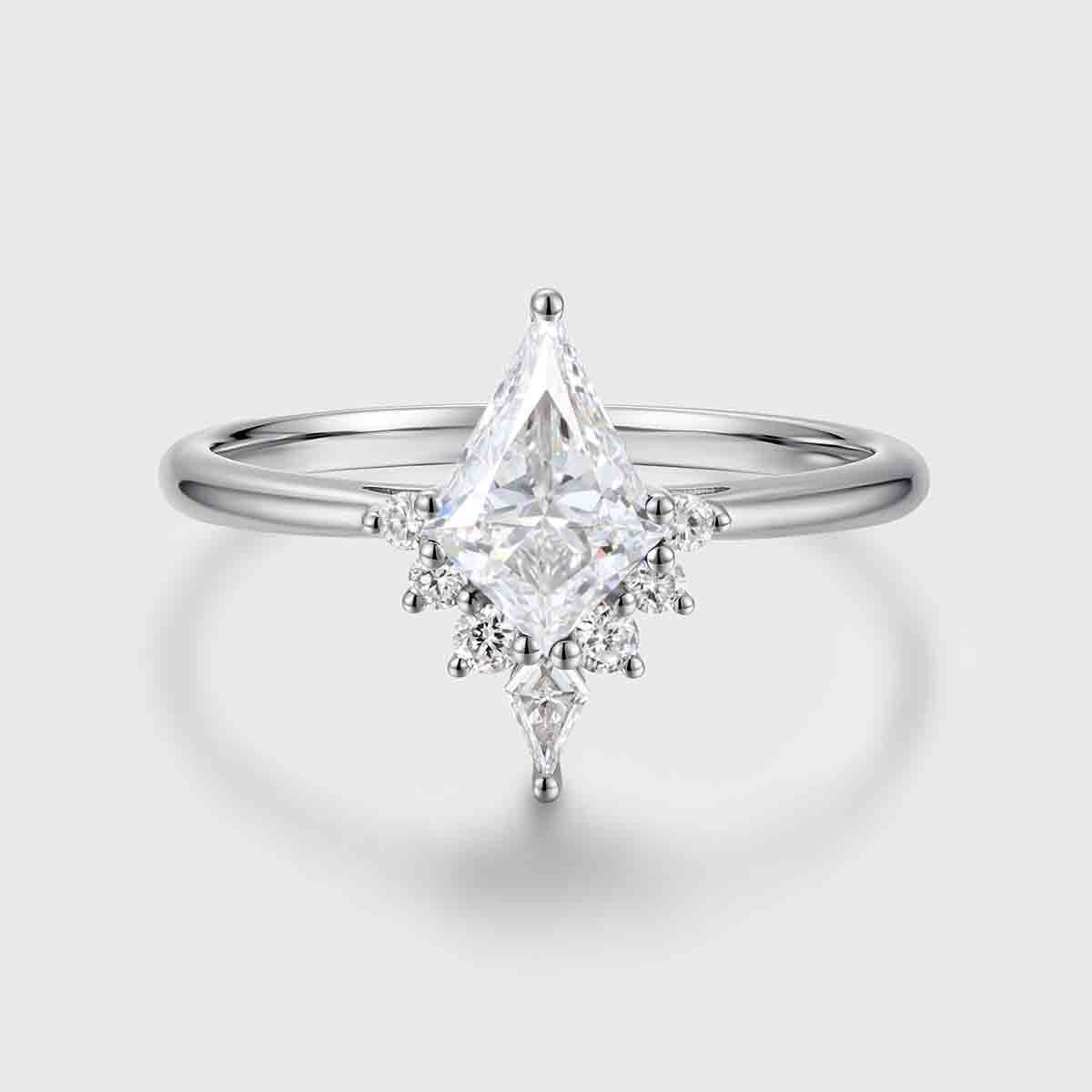 1.0CT~5.0CT Kite cut Lab Grown Diamond Halo Engagement Ring