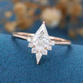 1.0CT~5.0CT Kite cut Lab Grown Diamond Halo Engagement Ring