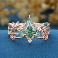 Nature inspired Kite Cut Moss Agate Wedding bridal set