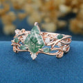 Nature inspired Kite Cut Moss Agate Wedding bridal set