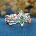 Nature inspired Kite Cut Moss Agate Wedding bridal set