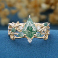 Nature inspired Kite Cut Moss Agate Wedding bridal set