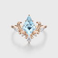 Kite Cut Aquamarine Rose Gold Engagement Ring