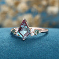 Kite cut Lab Alexandrite Solid Gold Engagement Ring