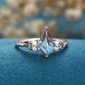 Kite cut Lab Alexandrite Solid Gold Engagement Ring