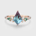 Kite cut Lab Alexandrite Solid Gold Engagement Ring