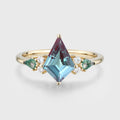 Kite cut Lab Alexandrite Solid Gold Engagement Ring
