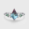 Kite cut Lab Alexandrite Solid Gold Engagement Ring