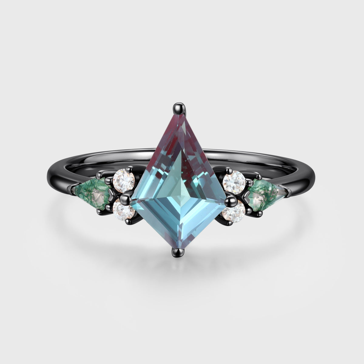 Kite cut Lab Alexandrite Solid Gold Engagement Ring