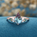 Kite cut Lab Alexandrite Solid Gold Engagement Ring