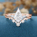 1.0CT~5.0CT Kite cut Lab Grown Diamond Cluster Engagement Ring Set