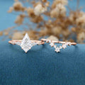 1.0CT~5.0CT Kite cut Lab Grown Diamond Cluster Engagement Ring Set