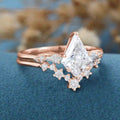 1.0CT~5.0CT Kite cut Lab Grown Diamond Cluster Engagement Ring Set