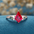 Kite cut Lab Ruby & Moss Agate Solid Gold Engagement Ring