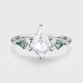Kite cut Moissanite & Moss Agate Solid Gold Engagement Ring