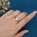 Kite cut Moonstone & Moss Agate Solid Gold Engagement Ring