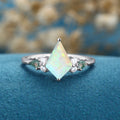 Kite cut Opal & Moss Agate Solid Gold Engagement Ring