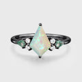 Kite cut Opal & Moss Agate Solid Gold Engagement Ring