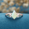 Kite cut Opal & Moss Agate Solid Gold Engagement Ring