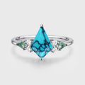 Kite cut Turquoise & Moss Agate Solid Gold Engagement Ring