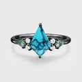 Kite cut Turquoise & Moss Agate Solid Gold Engagement Ring
